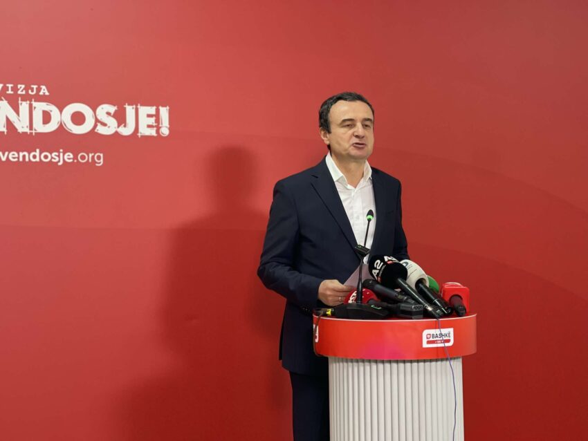 Albin Kurti: Vetëvendosja është e përgatitur si për qeveri të re, ashtu edhe për zgjedhje të reja