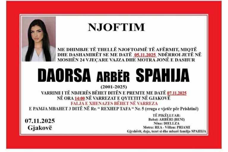 Sot i jepet lamtumira e fundit kosovares që vdiq tragjikisht  në Tetovë