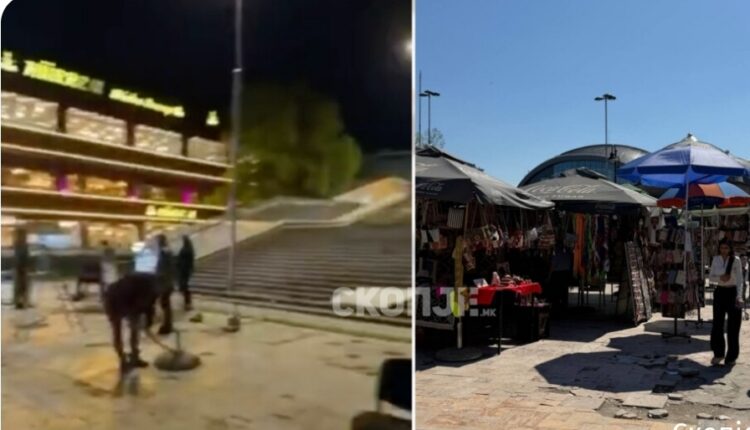Aksion gjatë natës: Largohen tezgat në hyrje të Çarshisë së Vjetër të Shkupit